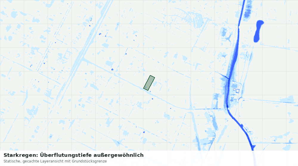Statische Kartenansicht: Starkregen: Überflutungstiefe außergewöhnlich