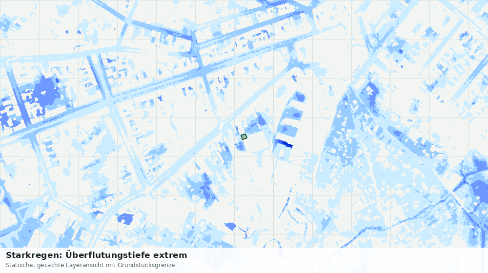 Statische Kartenansicht: Starkregen: Überflutungstiefe extrem