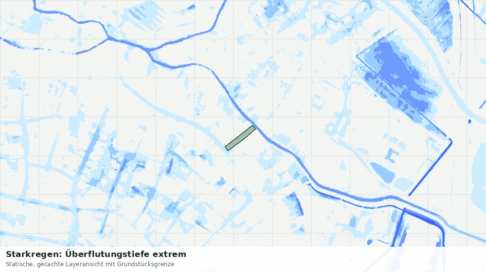 Statische Kartenansicht: Starkregen: Überflutungstiefe extrem