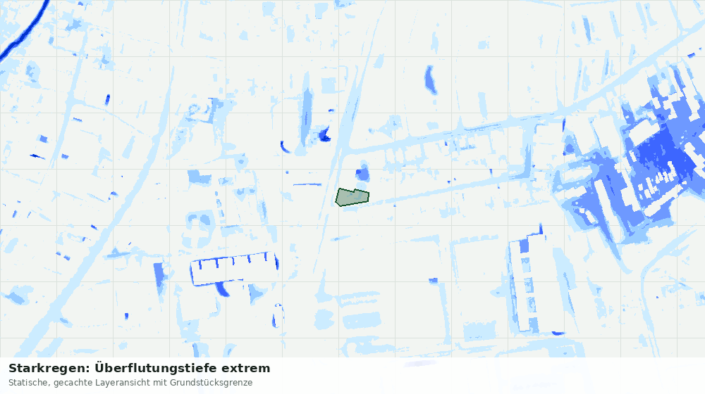 Statische Kartenansicht: Starkregen: Überflutungstiefe extrem
