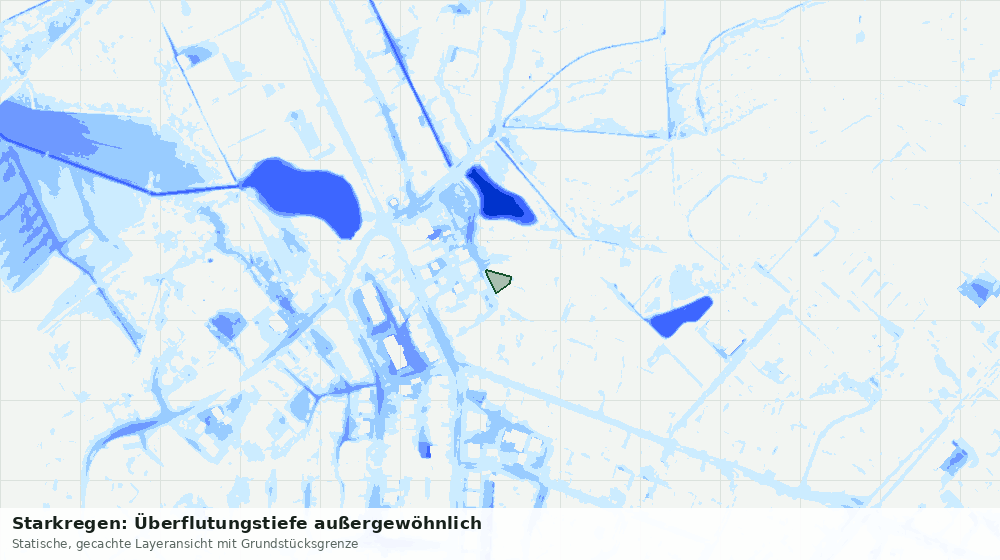 Statische Kartenansicht: Starkregen: Überflutungstiefe außergewöhnlich