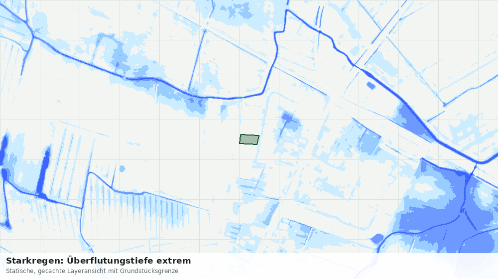 Statische Kartenansicht: Starkregen: Überflutungstiefe extrem