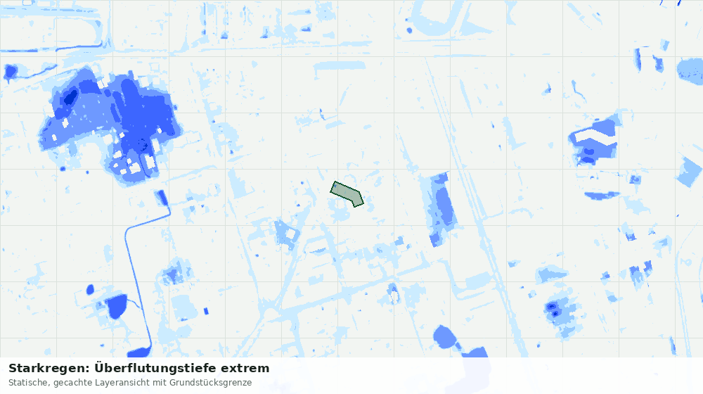 Statische Kartenansicht: Starkregen: Überflutungstiefe extrem