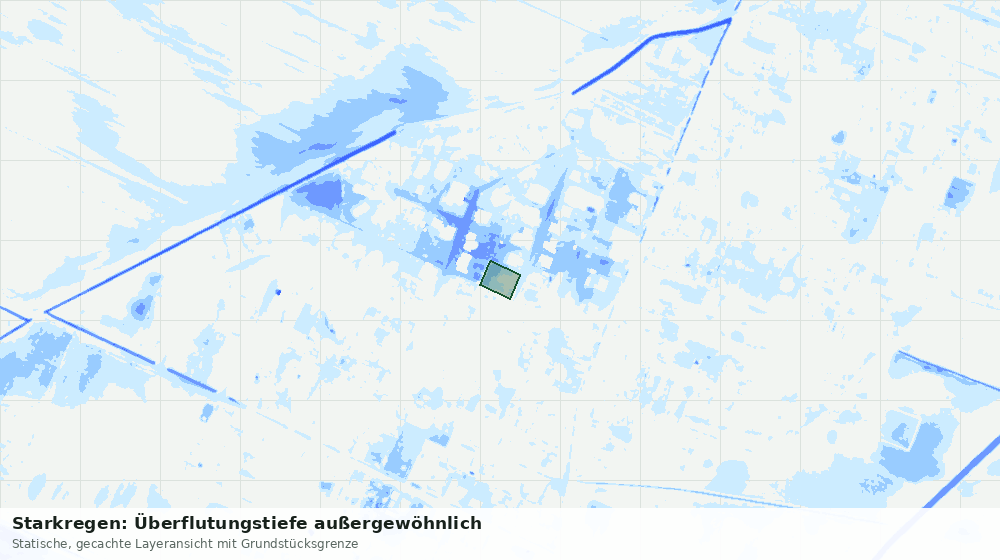 Statische Kartenansicht: Starkregen: Überflutungstiefe außergewöhnlich