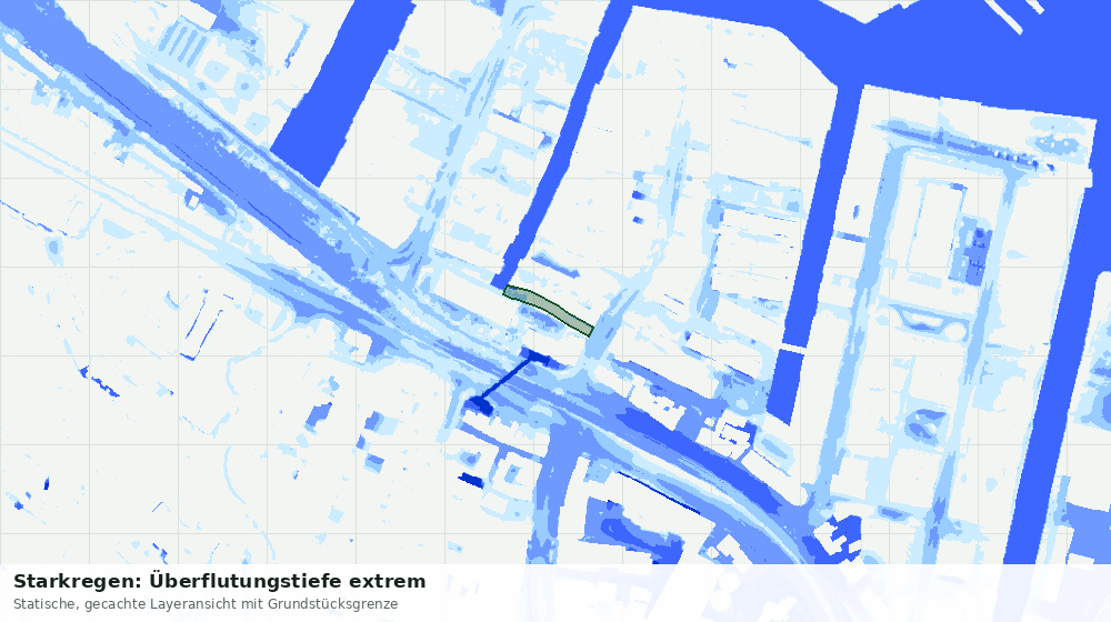 Statische Kartenansicht: Starkregen: Überflutungstiefe extrem