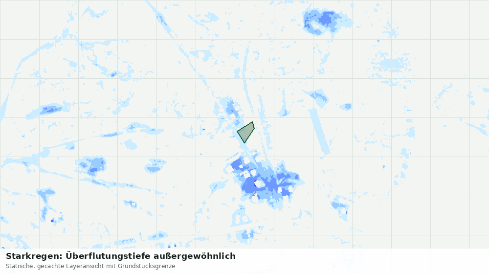 Statische Kartenansicht: Starkregen: Überflutungstiefe außergewöhnlich