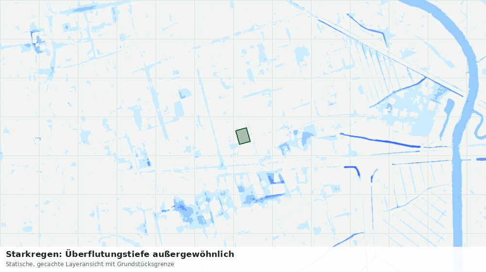 Statische Kartenansicht: Starkregen: Überflutungstiefe außergewöhnlich