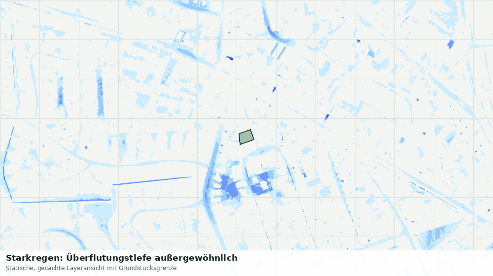 Statische Kartenansicht: Starkregen: Überflutungstiefe außergewöhnlich
