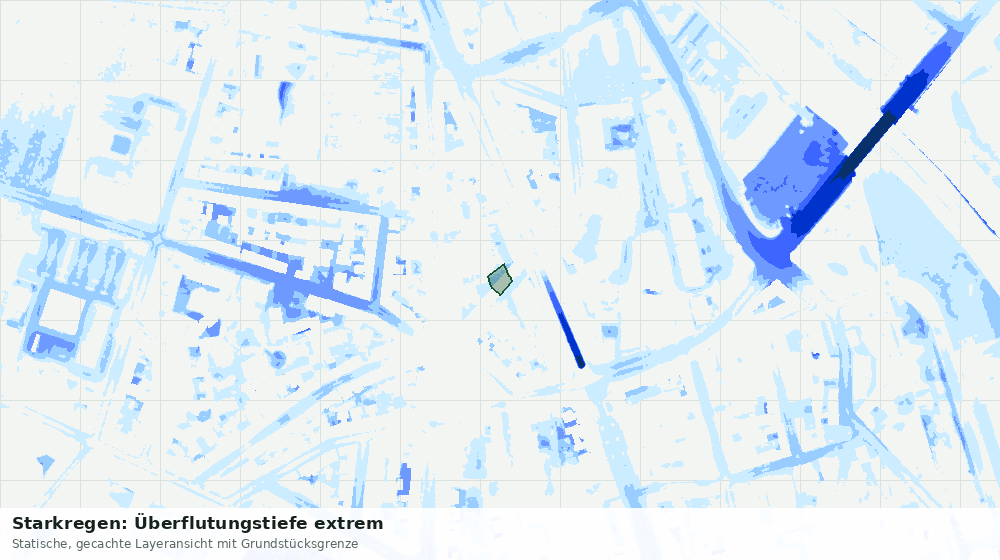 Statische Kartenansicht: Starkregen: Überflutungstiefe extrem