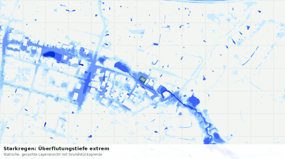 Statische Kartenansicht: Starkregen: Überflutungstiefe extrem