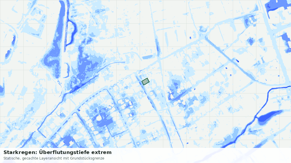 Statische Kartenansicht: Starkregen: Überflutungstiefe extrem