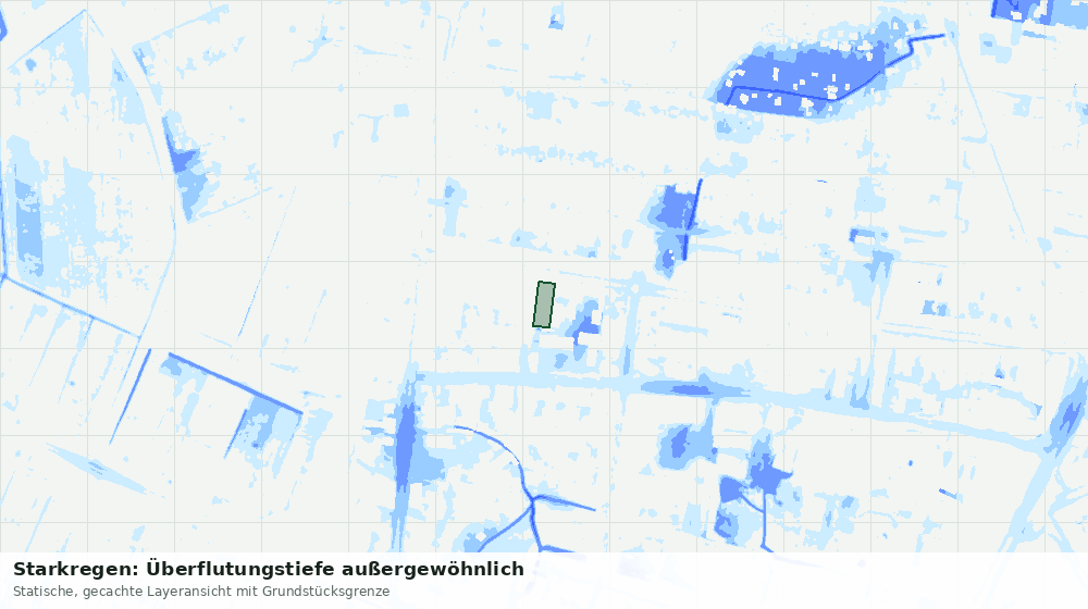 Statische Kartenansicht: Starkregen: Überflutungstiefe außergewöhnlich
