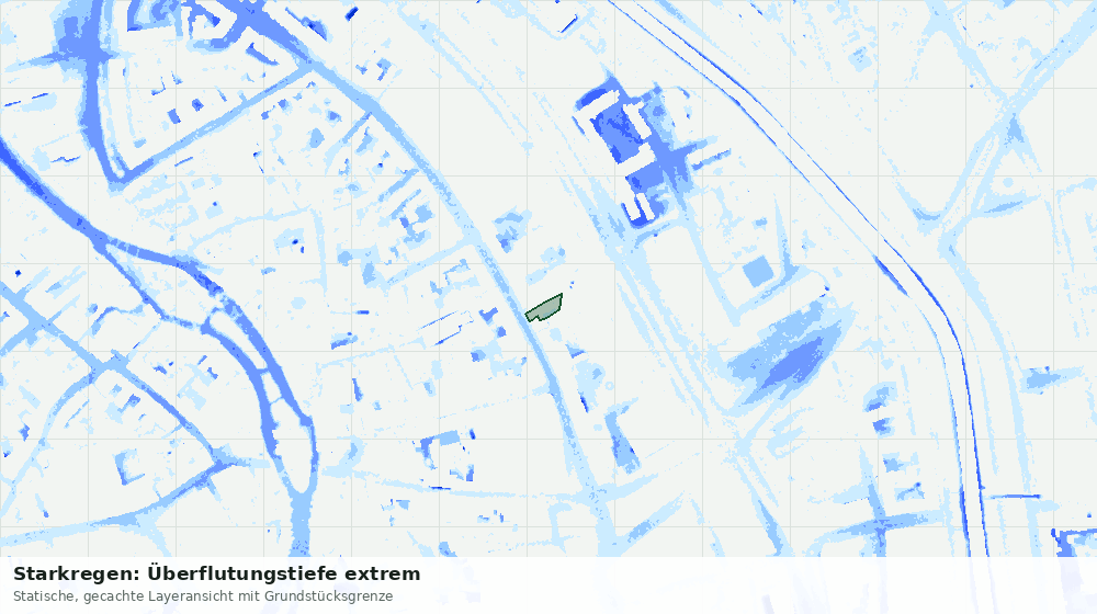 Statische Kartenansicht: Starkregen: Überflutungstiefe extrem