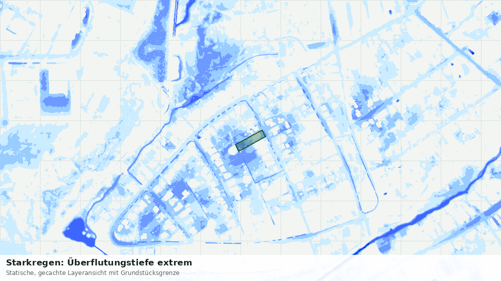 Statische Kartenansicht: Starkregen: Überflutungstiefe extrem