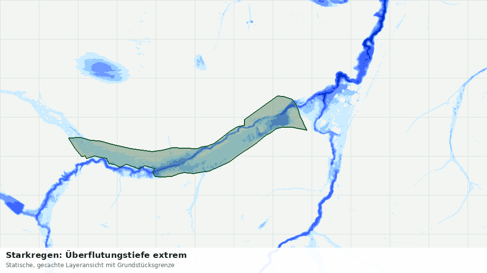 Statische Kartenansicht: Starkregen: Überflutungstiefe extrem