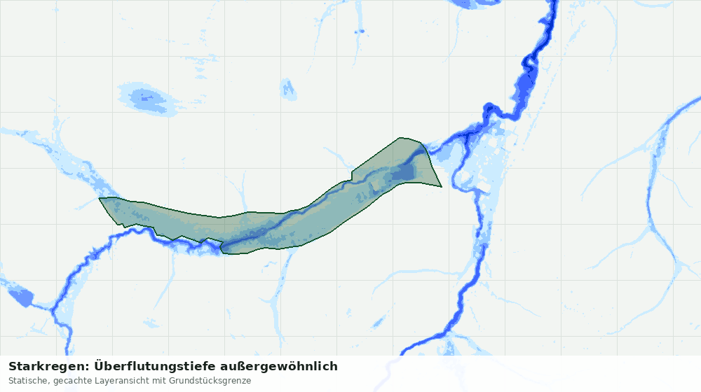 Statische Kartenansicht: Starkregen: Überflutungstiefe außergewöhnlich