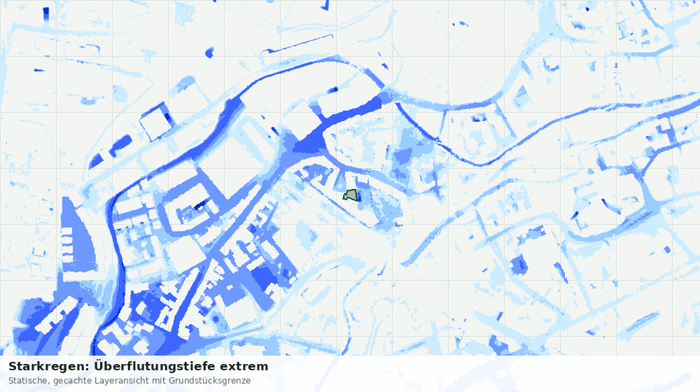 Statische Kartenansicht: Starkregen: Überflutungstiefe extrem