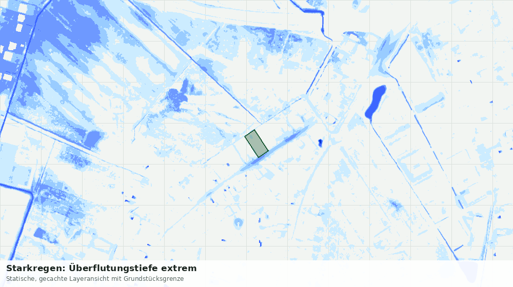 Statische Kartenansicht: Starkregen: Überflutungstiefe extrem