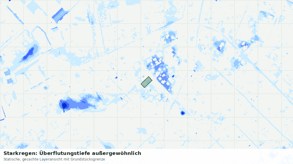 Statische Kartenansicht: Starkregen: Überflutungstiefe außergewöhnlich