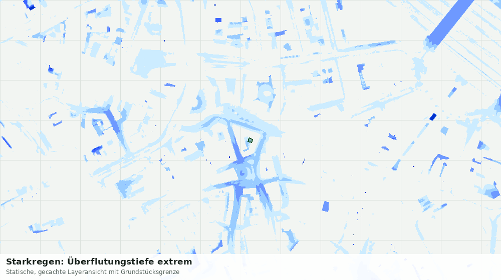 Statische Kartenansicht: Starkregen: Überflutungstiefe extrem