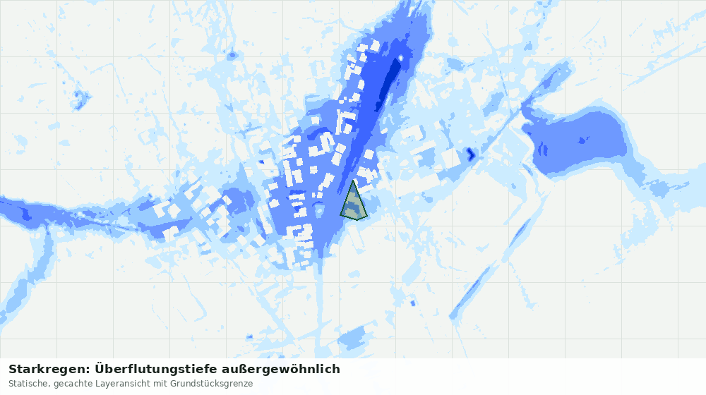 Statische Kartenansicht: Starkregen: Überflutungstiefe außergewöhnlich