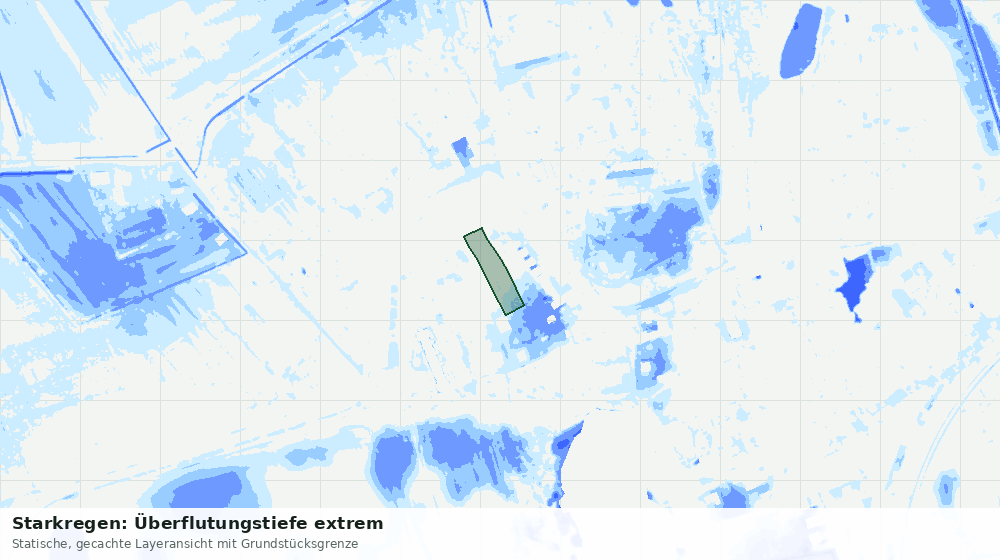 Statische Kartenansicht: Starkregen: Überflutungstiefe extrem