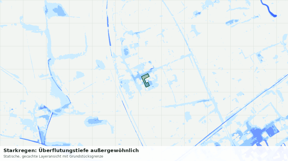 Statische Kartenansicht: Starkregen: Überflutungstiefe außergewöhnlich