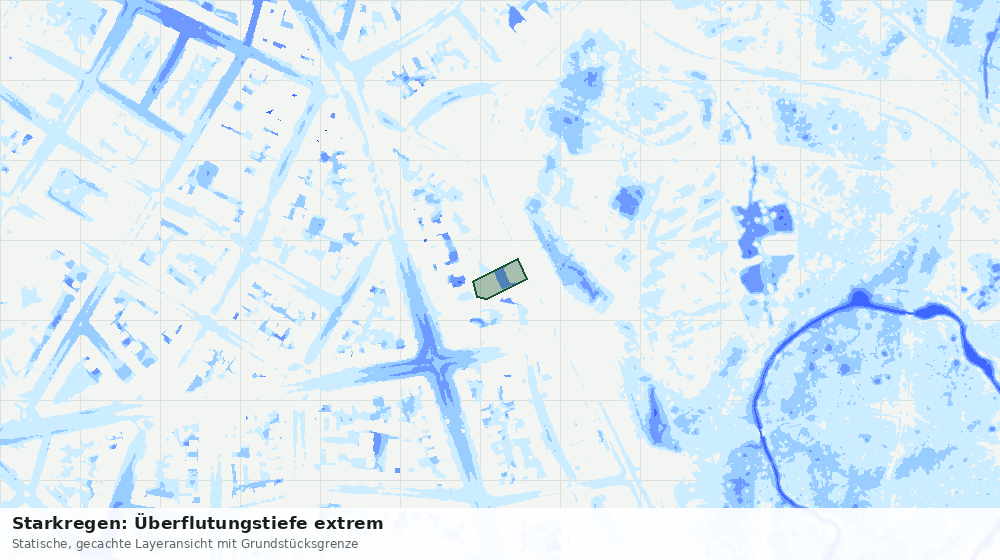 Statische Kartenansicht: Starkregen: Überflutungstiefe extrem