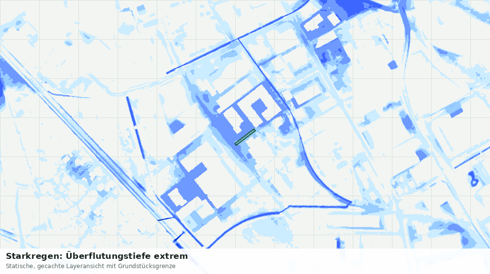 Statische Kartenansicht: Starkregen: Überflutungstiefe extrem