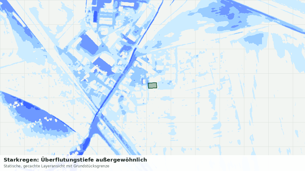 Statische Kartenansicht: Starkregen: Überflutungstiefe außergewöhnlich