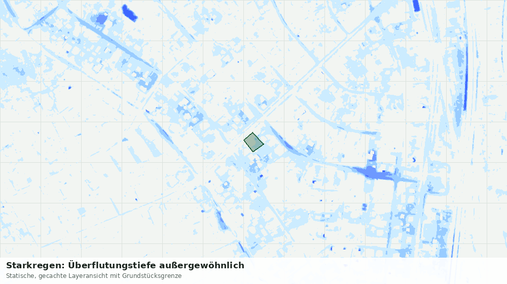 Statische Kartenansicht: Starkregen: Überflutungstiefe außergewöhnlich
