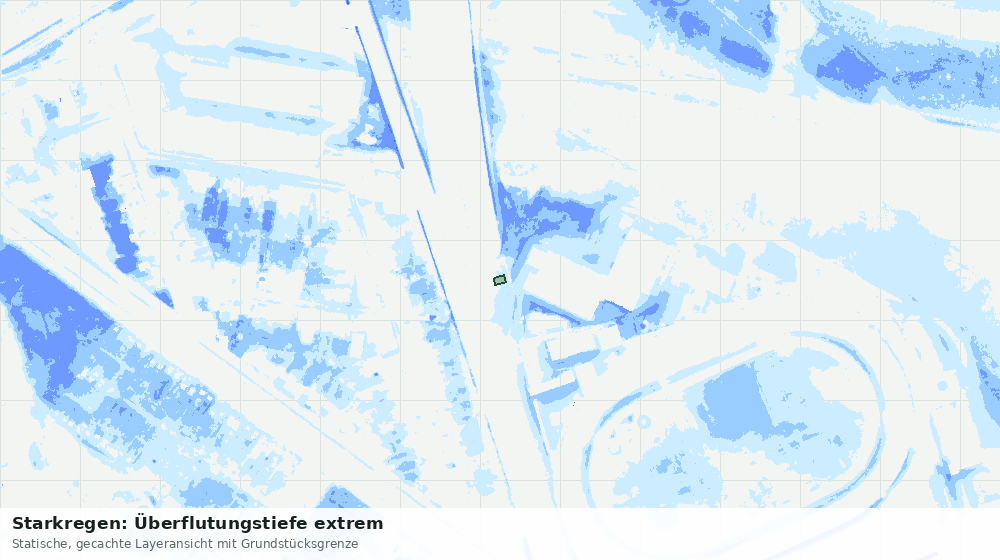 Statische Kartenansicht: Starkregen: Überflutungstiefe extrem