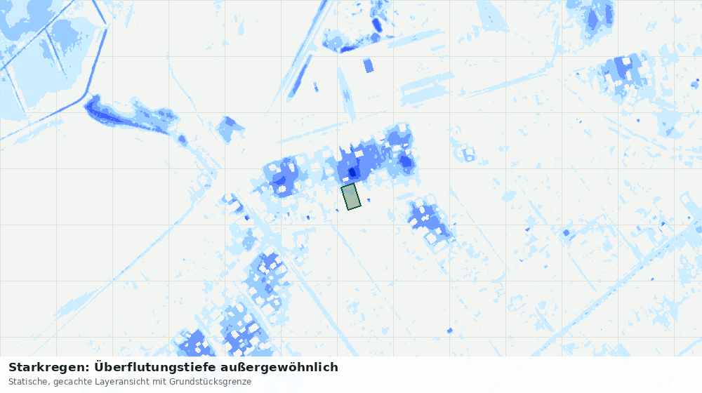 Statische Kartenansicht: Starkregen: Überflutungstiefe außergewöhnlich