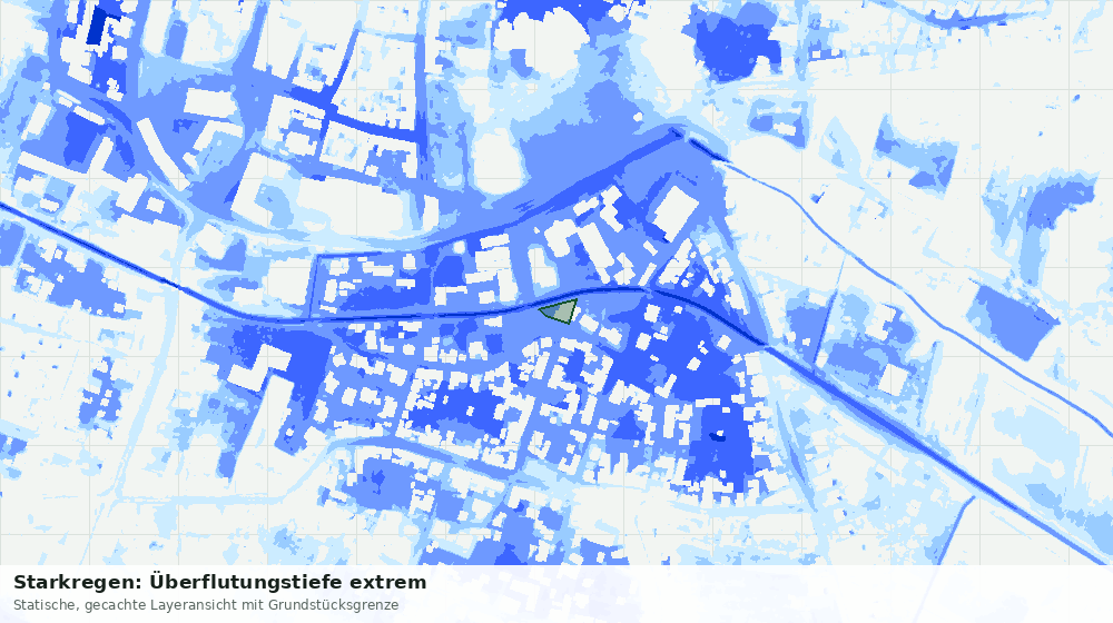 Statische Kartenansicht: Starkregen: Überflutungstiefe extrem