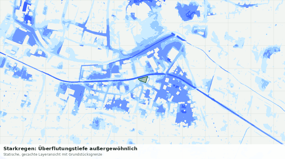 Statische Kartenansicht: Starkregen: Überflutungstiefe außergewöhnlich