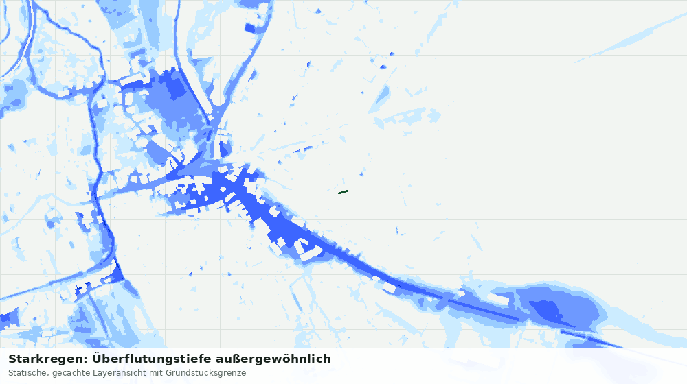 Statische Kartenansicht: Starkregen: Überflutungstiefe außergewöhnlich