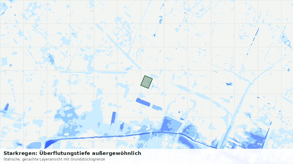 Statische Kartenansicht: Starkregen: Überflutungstiefe außergewöhnlich