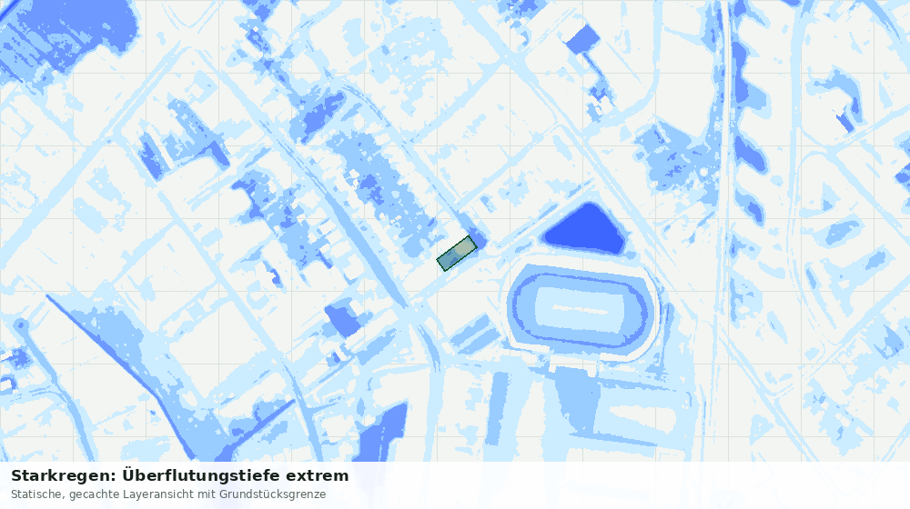 Statische Kartenansicht: Starkregen: Überflutungstiefe extrem