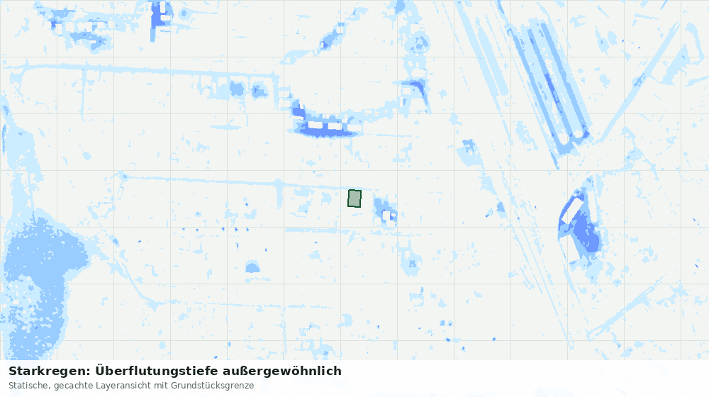 Statische Kartenansicht: Starkregen: Überflutungstiefe außergewöhnlich