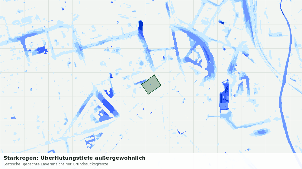 Statische Kartenansicht: Starkregen: Überflutungstiefe außergewöhnlich
