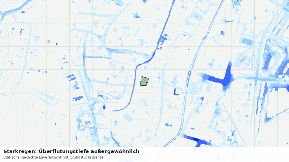 Statische Kartenansicht: Starkregen: Überflutungstiefe außergewöhnlich