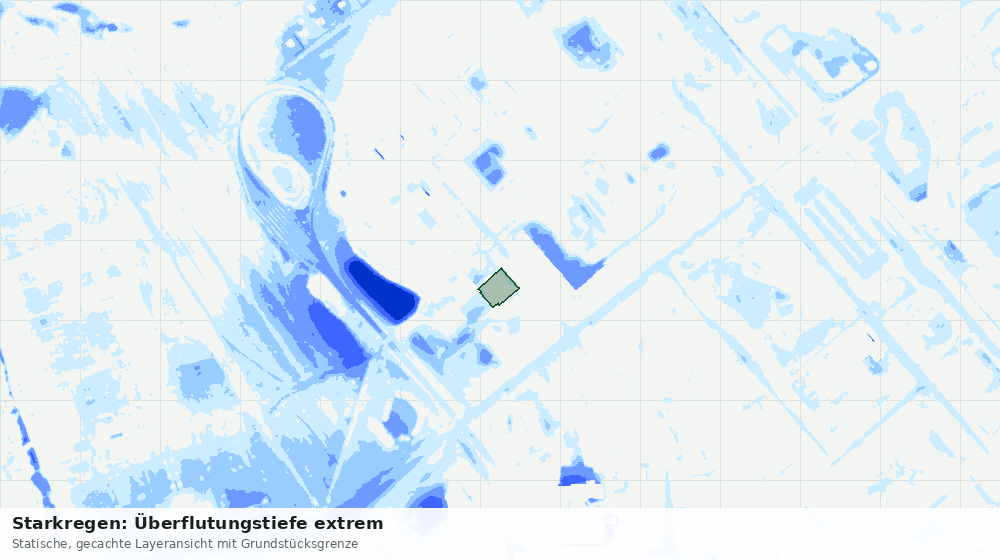 Statische Kartenansicht: Starkregen: Überflutungstiefe extrem