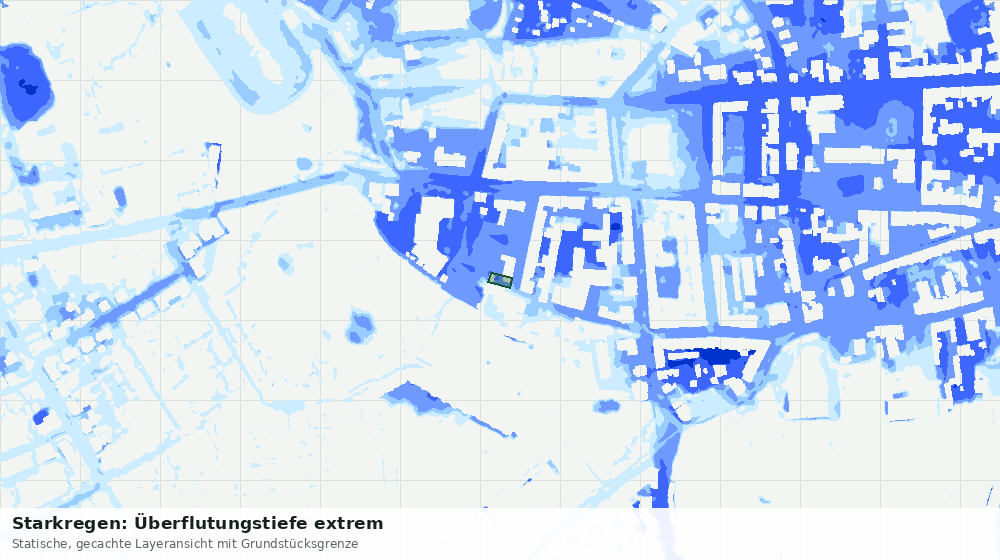 Statische Kartenansicht: Starkregen: Überflutungstiefe extrem