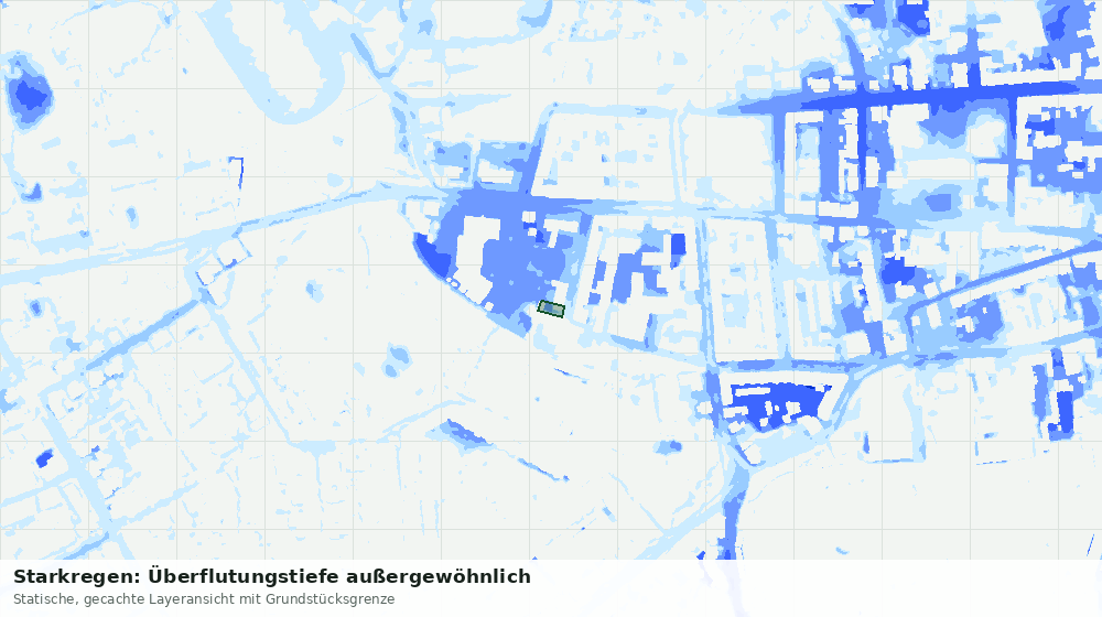 Statische Kartenansicht: Starkregen: Überflutungstiefe außergewöhnlich