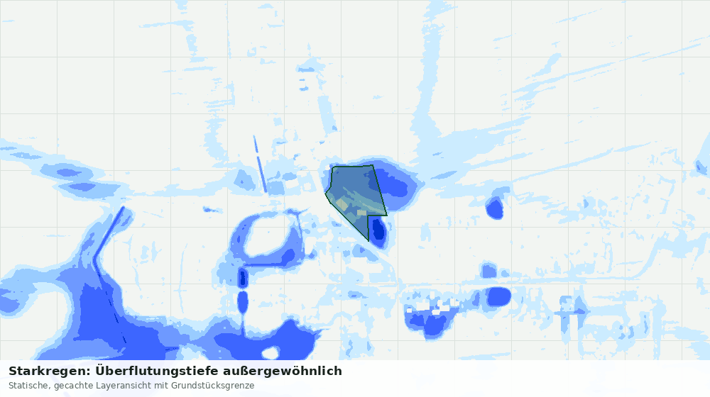 Statische Kartenansicht: Starkregen: Überflutungstiefe außergewöhnlich