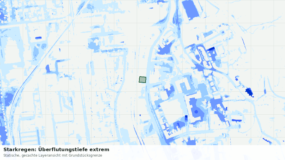 Statische Kartenansicht: Starkregen: Überflutungstiefe extrem