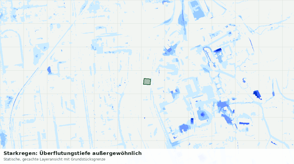 Statische Kartenansicht: Starkregen: Überflutungstiefe außergewöhnlich
