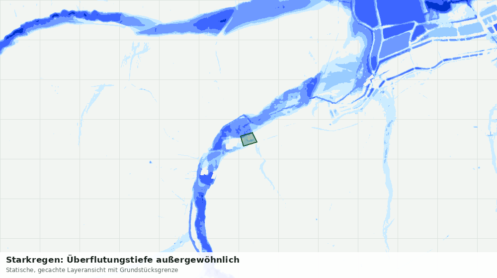 Statische Kartenansicht: Starkregen: Überflutungstiefe außergewöhnlich