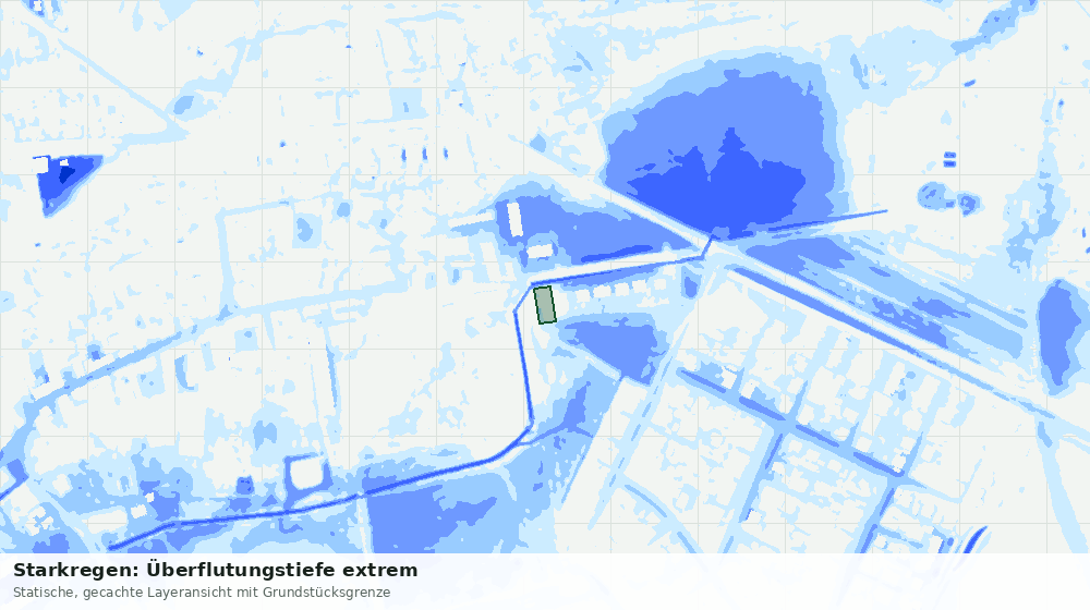 Statische Kartenansicht: Starkregen: Überflutungstiefe extrem