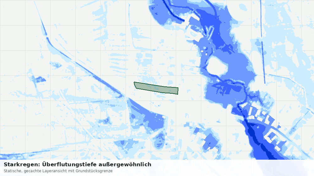 Statische Kartenansicht: Starkregen: Überflutungstiefe außergewöhnlich